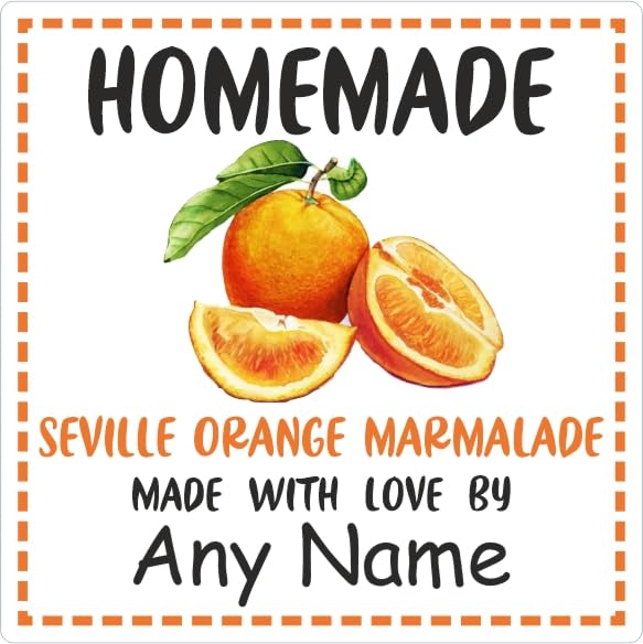 39 Seville Orange Marmalade Jar Labels, Stickers Square Design Personalised with Any Name