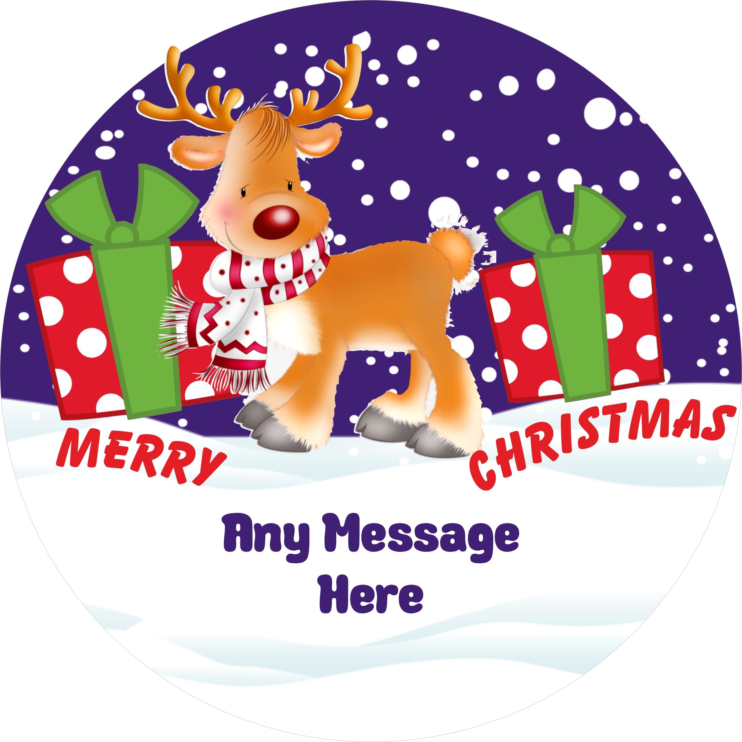 Reindeer design label for Heroes Chocolate Tub Personalised Christmas gift idea