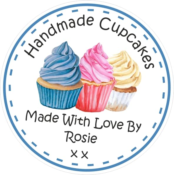 39 Personalised Baking Cake Labels Handmade Cupcake Design, Boxes, Bags, Gift