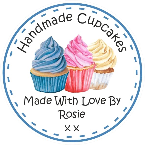 39 Personalised Baking Cake Labels Handmade Cupcake Design, Boxes, Bags, Gift