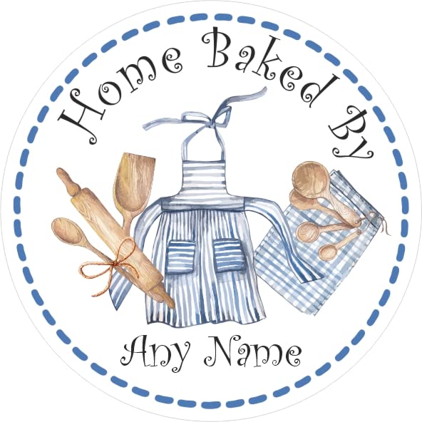Personalised Home Baking Stckers Labels Cooking Apron Design. for Home Bakes, Cookies, Cup Cake Boxes or Bags