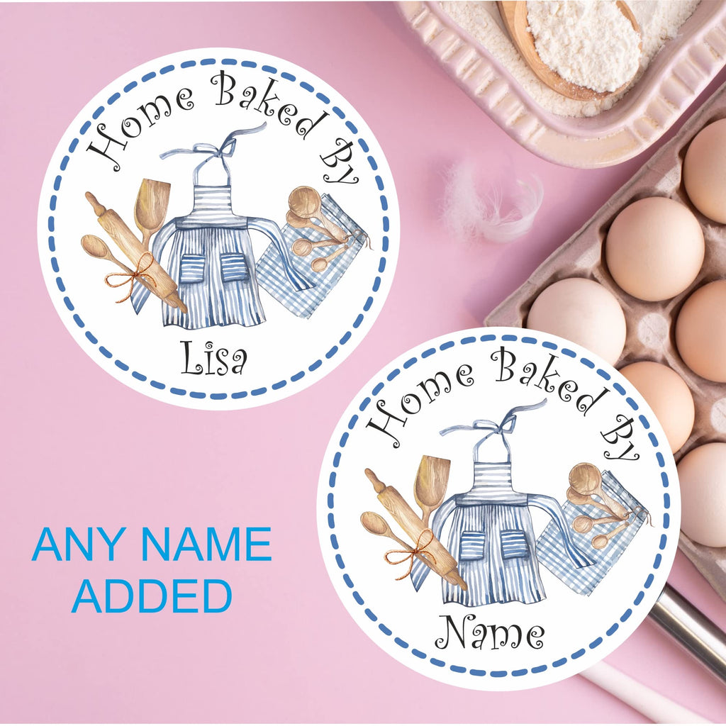 Personalised Home Baking Stckers Labels Cooking Apron Design. for Home Bakes, Cookies, Cup Cake Boxes or Bags