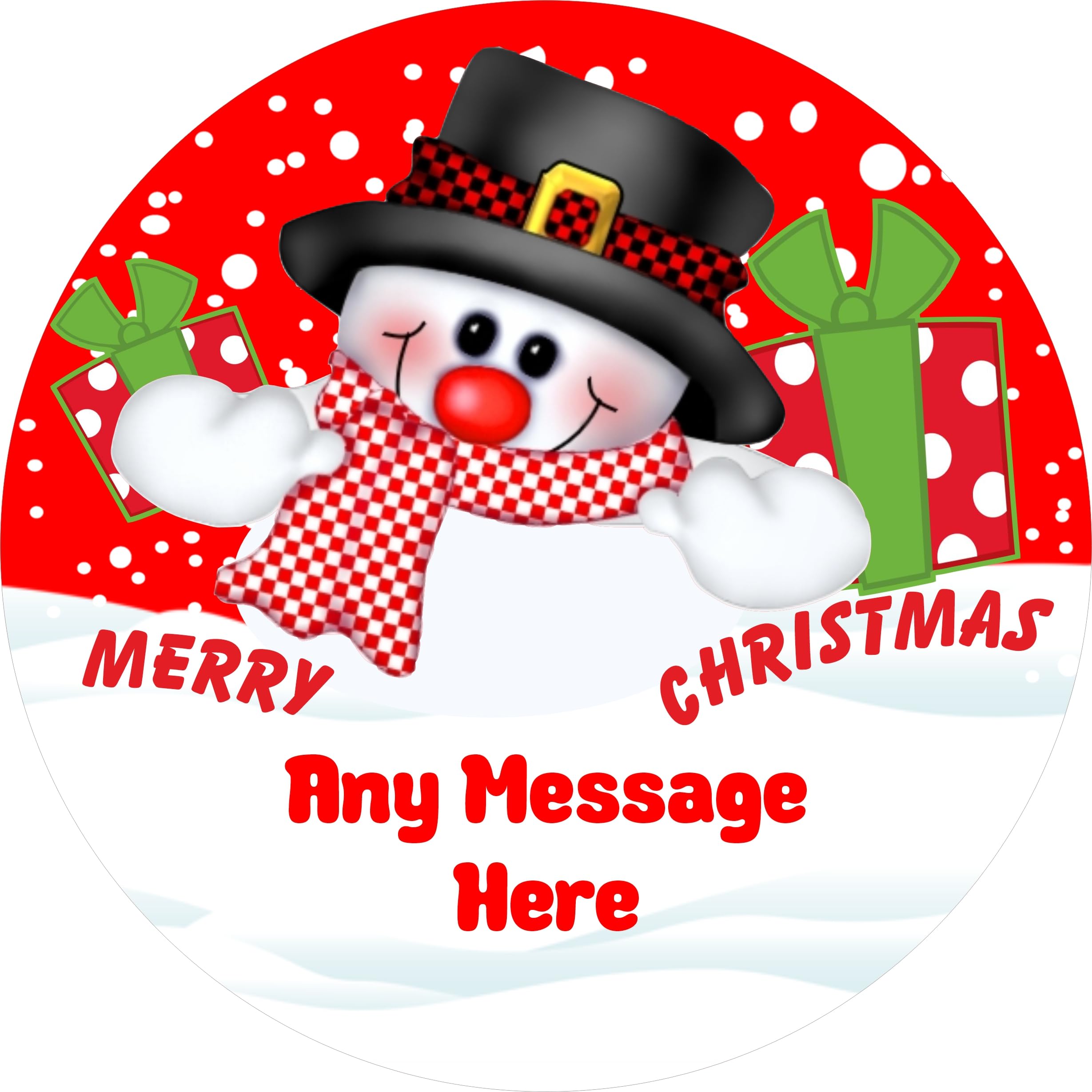 Christmas label for Celebrations Chocolate Tub Snowman Personalised with any message Christmas idea