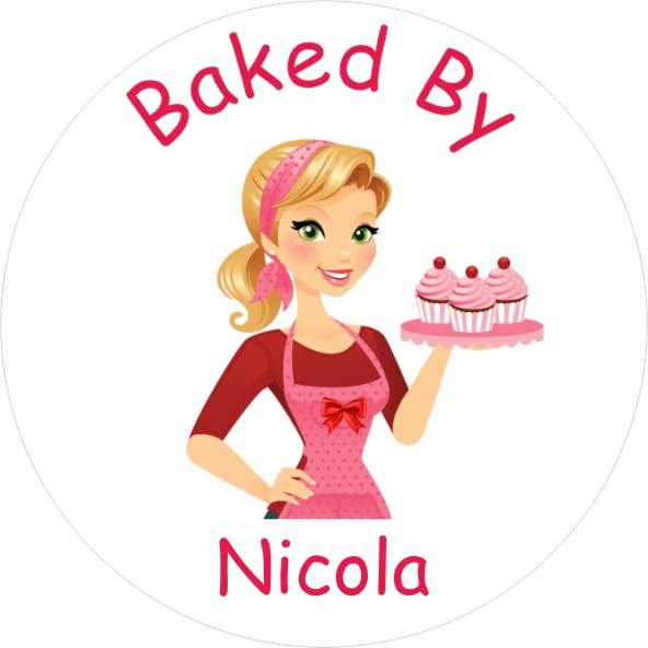 39 Personalised Baked by Stickers, Gift Labels, Cake Box Label, Cupcake Sticker