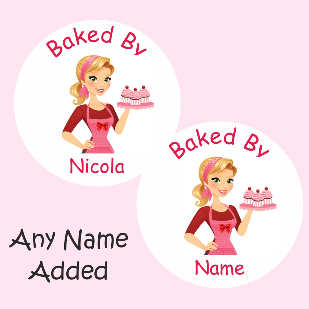 39 Personalised Baked by Stickers, Gift Labels, Cake Box Label, Cupcake Sticker
