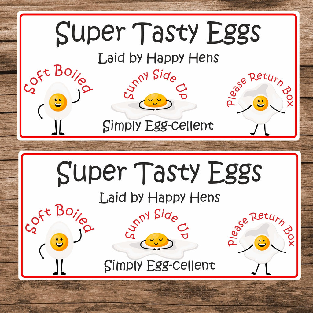 34 Super Tasty Eggs Laid by Happy Hens Egg Box Carton Stickers/Return Egg Box