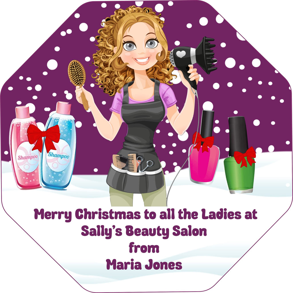 Personalised Chocolate Label Only Hairdressing / Beauty Salon Design fits Quality Street Tub No Chocolates Included