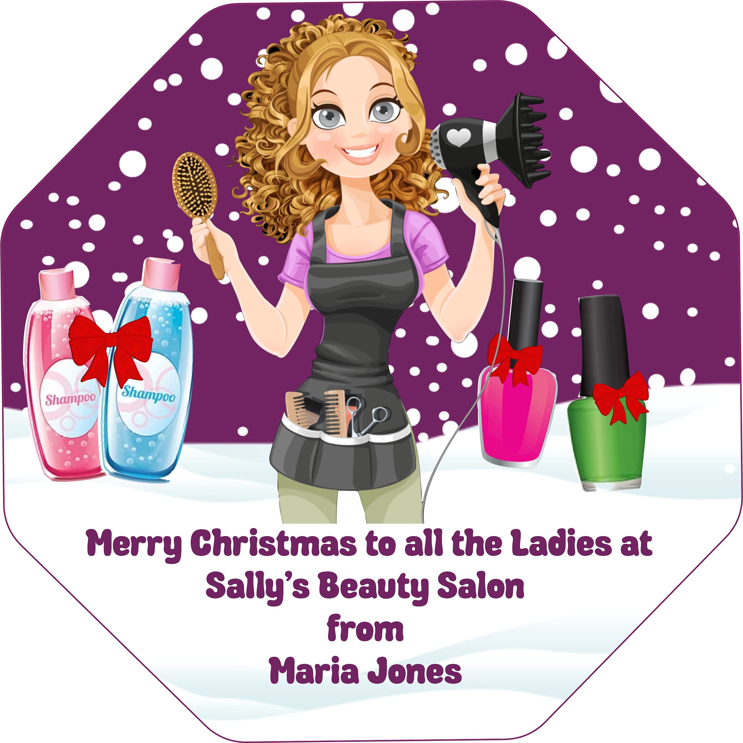 Personalised Chocolate Label Only Hairdressing / Beauty Salon Design fits Quality Street Tub No Chocolates Included