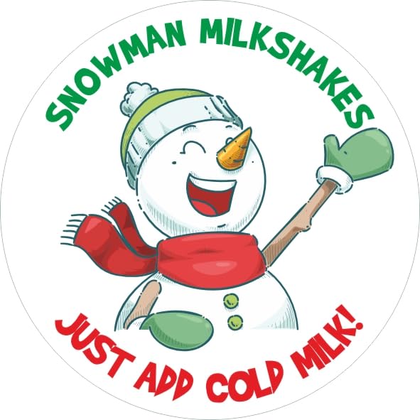 webstickers 39 Colour Printed Snowman milkshake Christmas Stickers, Labels, Seals