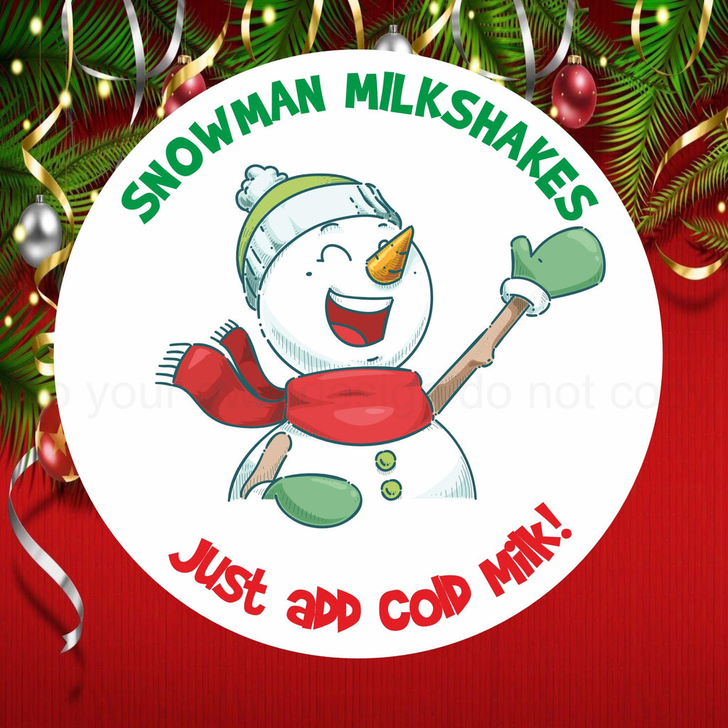 webstickers 39 Colour Printed Snowman milkshake Christmas Stickers, Labels, Seals