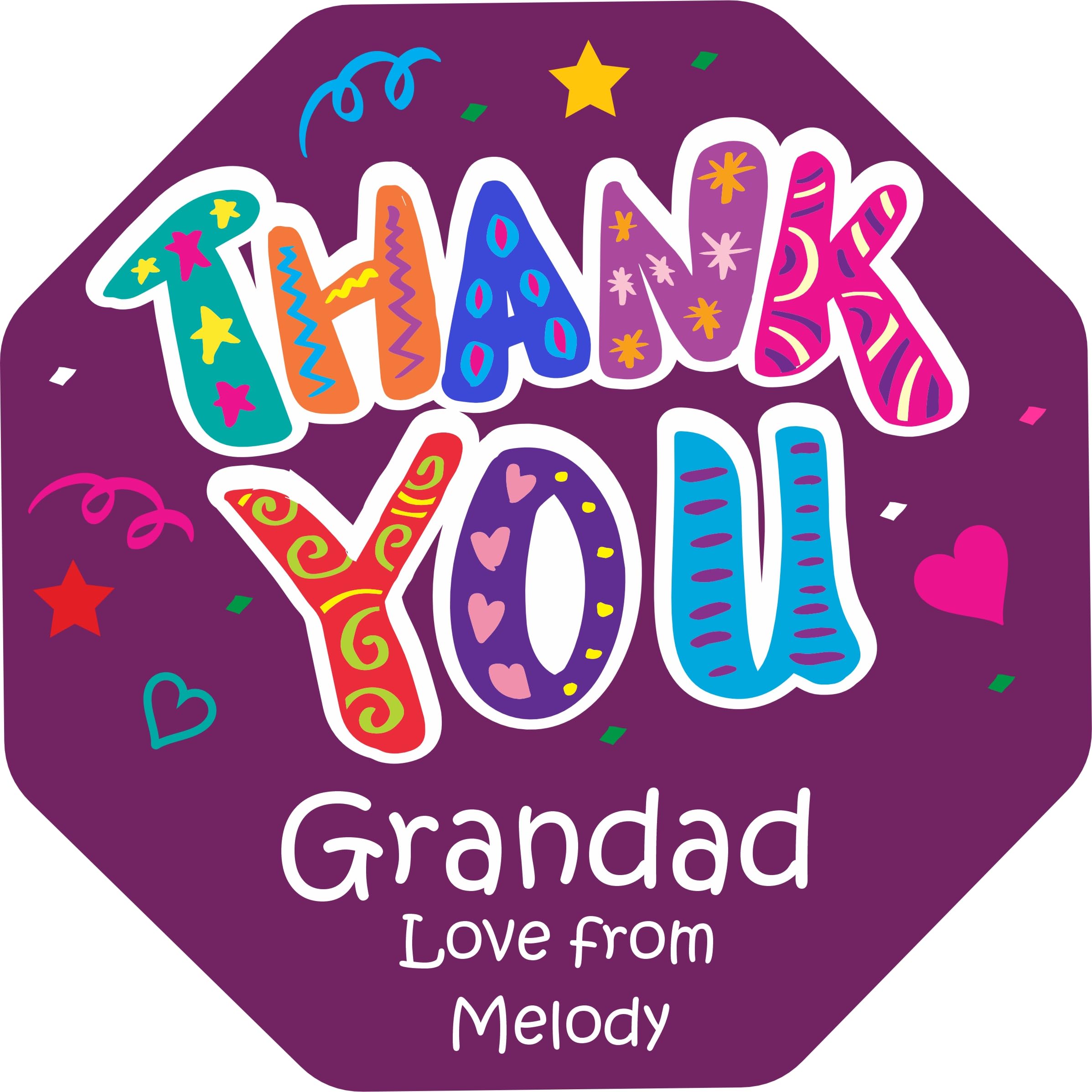 Personalised Thank You Sticker for Quality Street tub (Label only no Chocs Included)