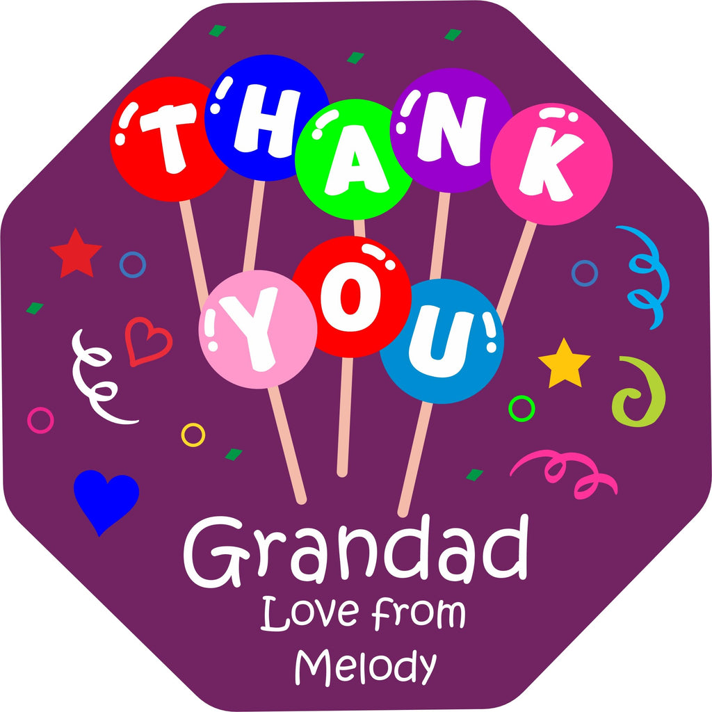 Thank You Sticker for Quality Street tub (Label only no Chocs Included) Personalised with Name/Message