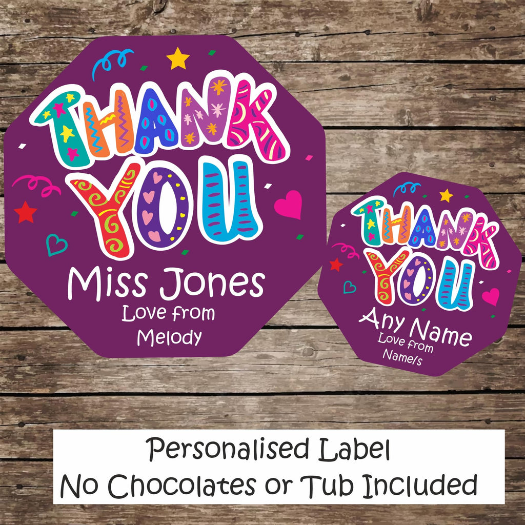 Personalised Thank You Sticker for Quality Street tub (Label only no Chocs Included)