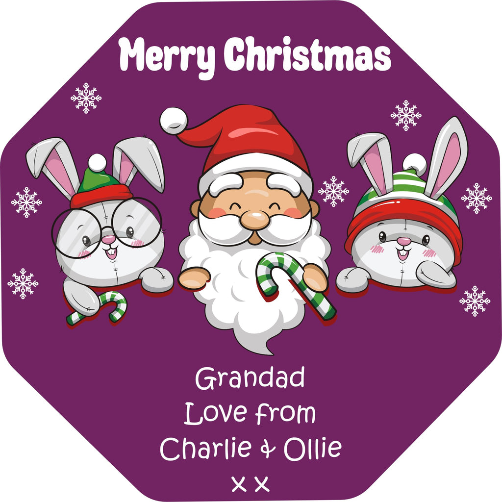 Quality Street chocolate Tub Christmas sticker label personalised