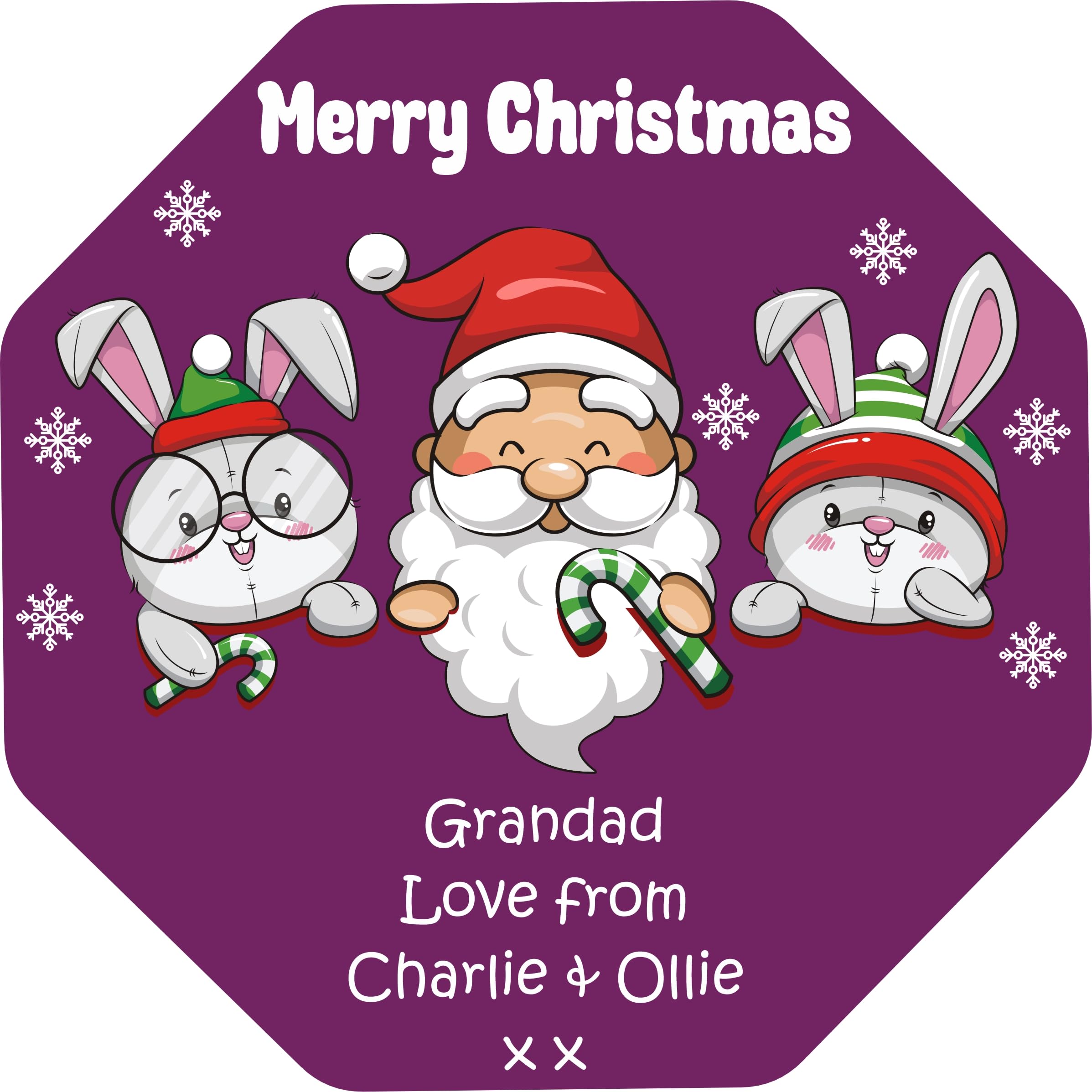 Quality Street chocolate Tub Christmas sticker label personalised