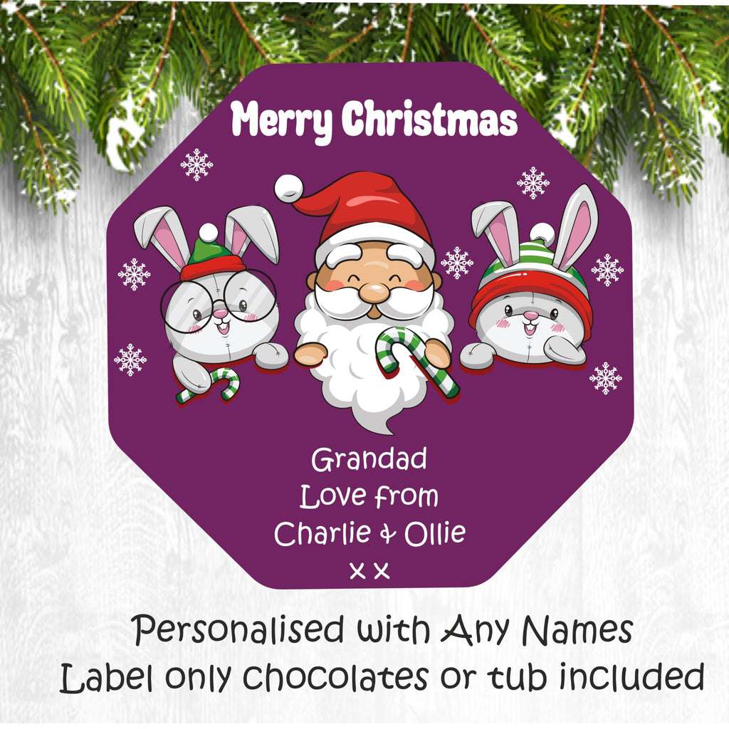 Quality Street chocolate Tub Christmas sticker label personalised