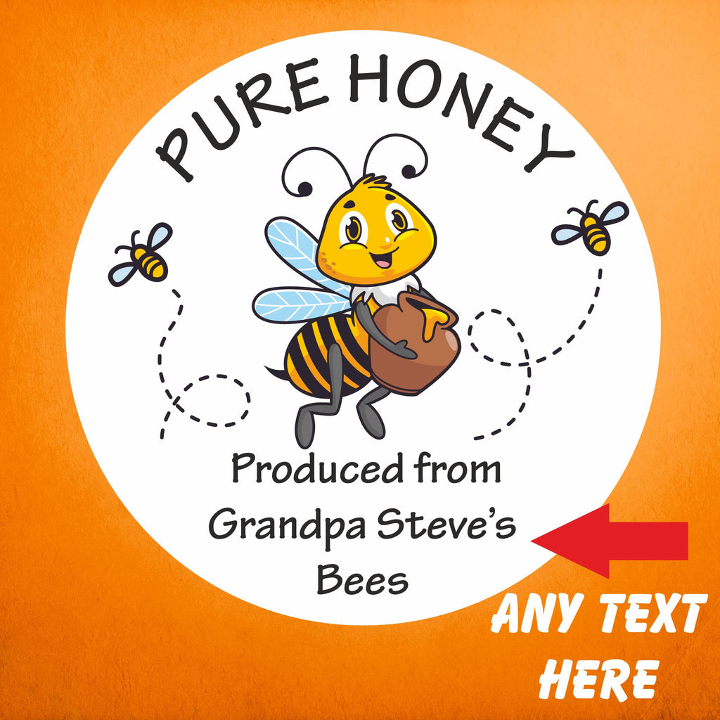 39 Personalised Bee Design Honey Jar Labels, Stickers