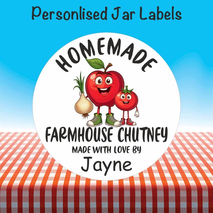 39 Farmhouse Chutney Labels, Personalised with Any Name