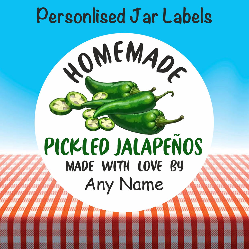 39 Pickled Jalapenos Jar Labels, Stickers Personalised with Any Name