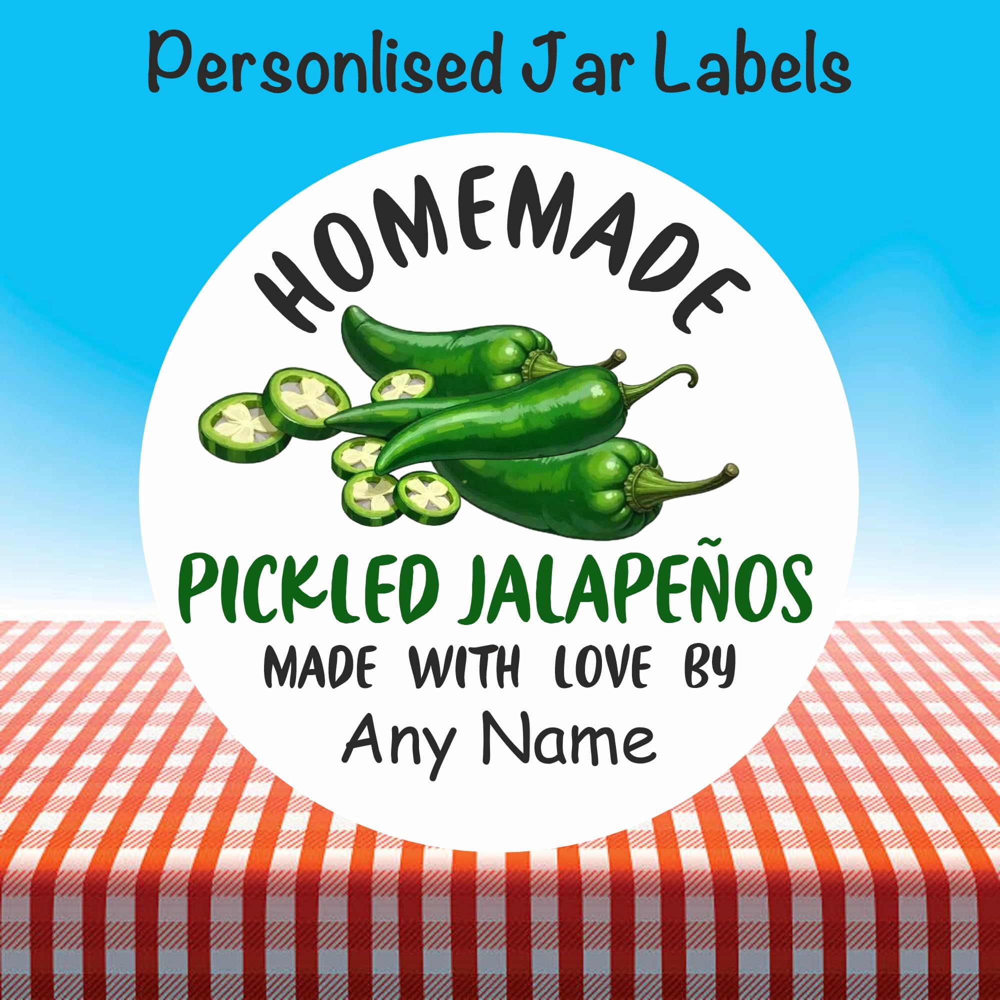 39 Pickled Jalapenos Jar Labels, Stickers Personalised with Any Name