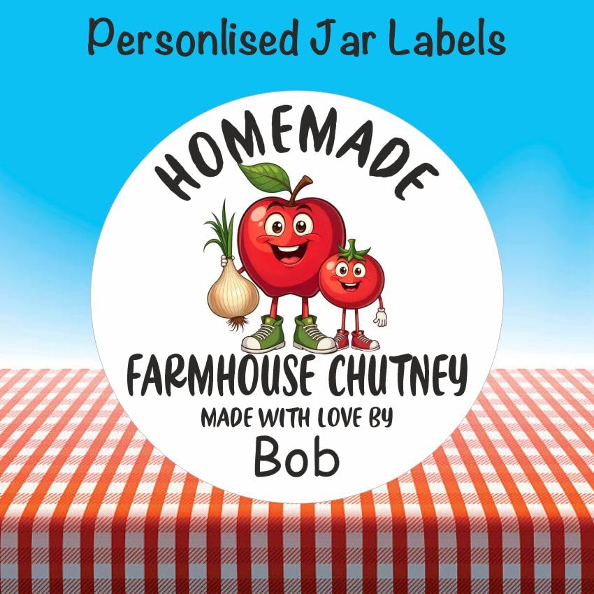 39 Farmhouse Chutney Labels, Personalised with Any Name