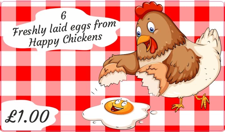 50 Egg Box Labels, Stickers customised with Your Price