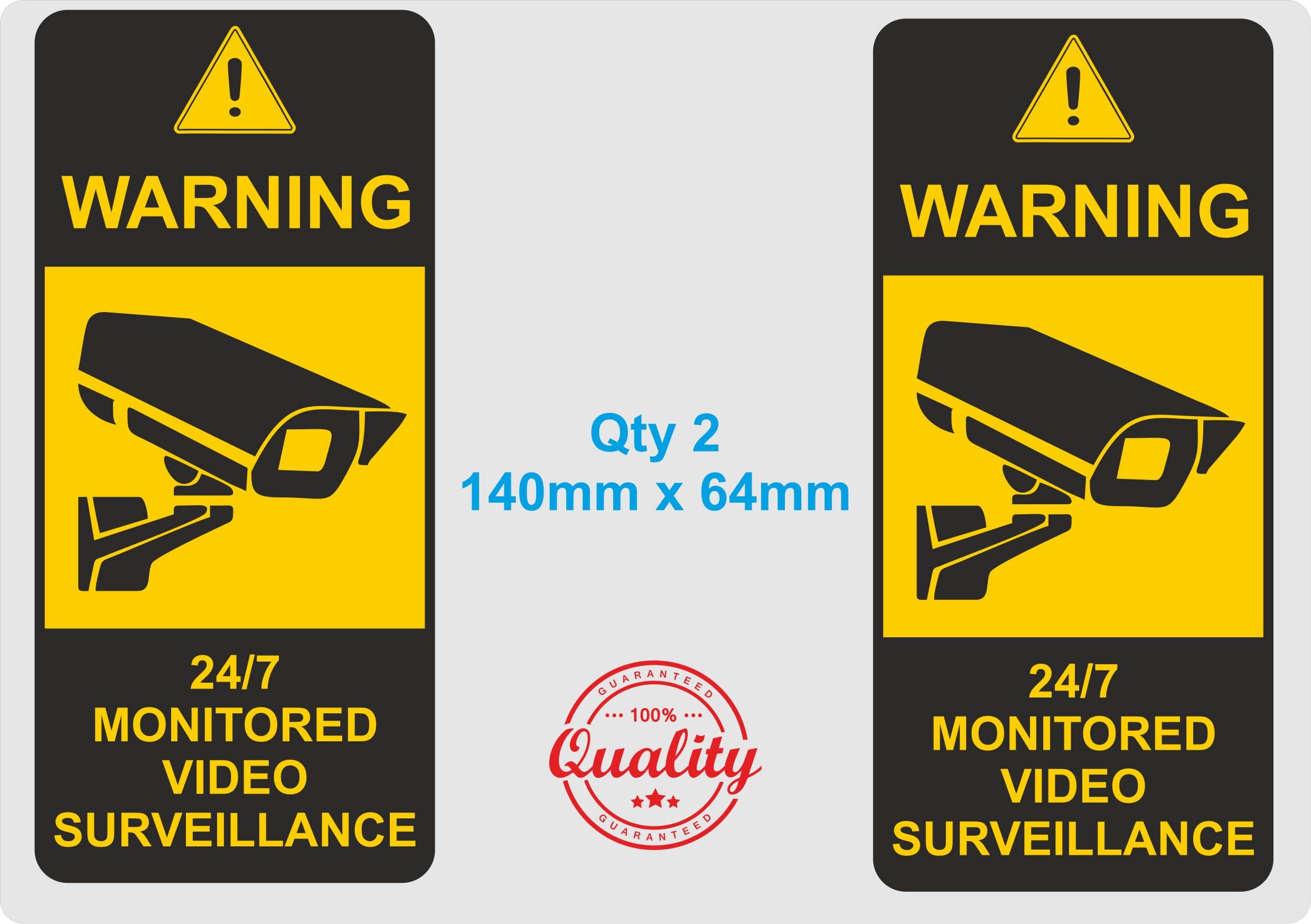 Set of 7 CCTV Warning Laminated Vinyl Security Stickers Home Office Building Shop Taxi Car Minibus Van etc