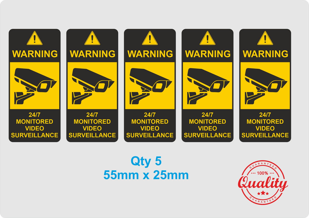 Set of 7 CCTV Warning Laminated Vinyl Security Stickers Home Office Building Shop Taxi Car Minibus Van etc