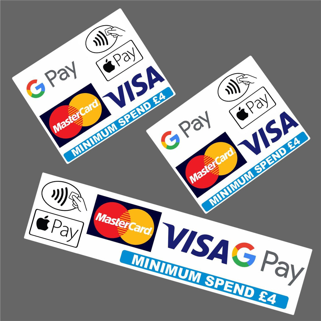 webstickers £4 Minimum Spend - 3 Vinyl Laminated Stickers for Contactless Card Payments Shops, Taxis & More