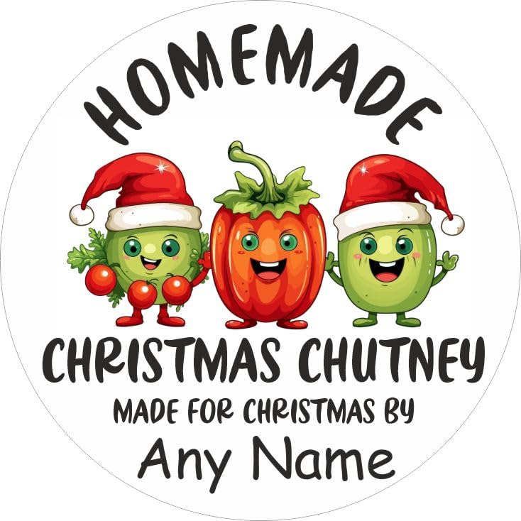 Personalised Christmas Chutney Labels - Set of 39 Vinyl Stickers Any Name