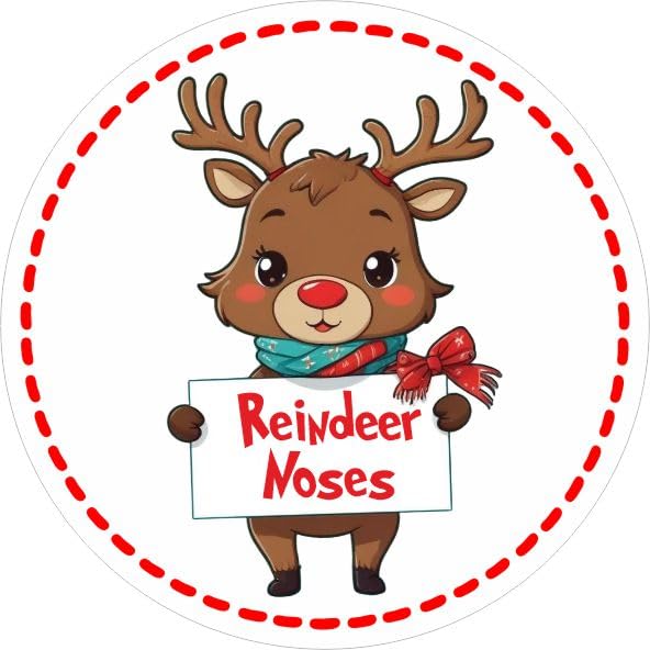 39 Reindeer Noses Stickers – Perfect for Christmas Gifts, Classroom Exchange, Teachers Christmas Stickers Sweet Cone, Stocking Filler