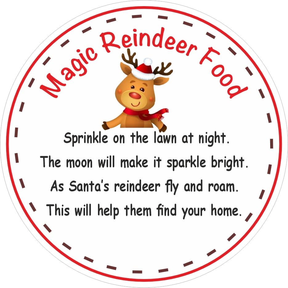 39 Reindeer Food Stickers – Perfect for Christmas Gifts, Classroom Exchange, Teachers Christmas Stickers Sweet Cone, Stocking Filler