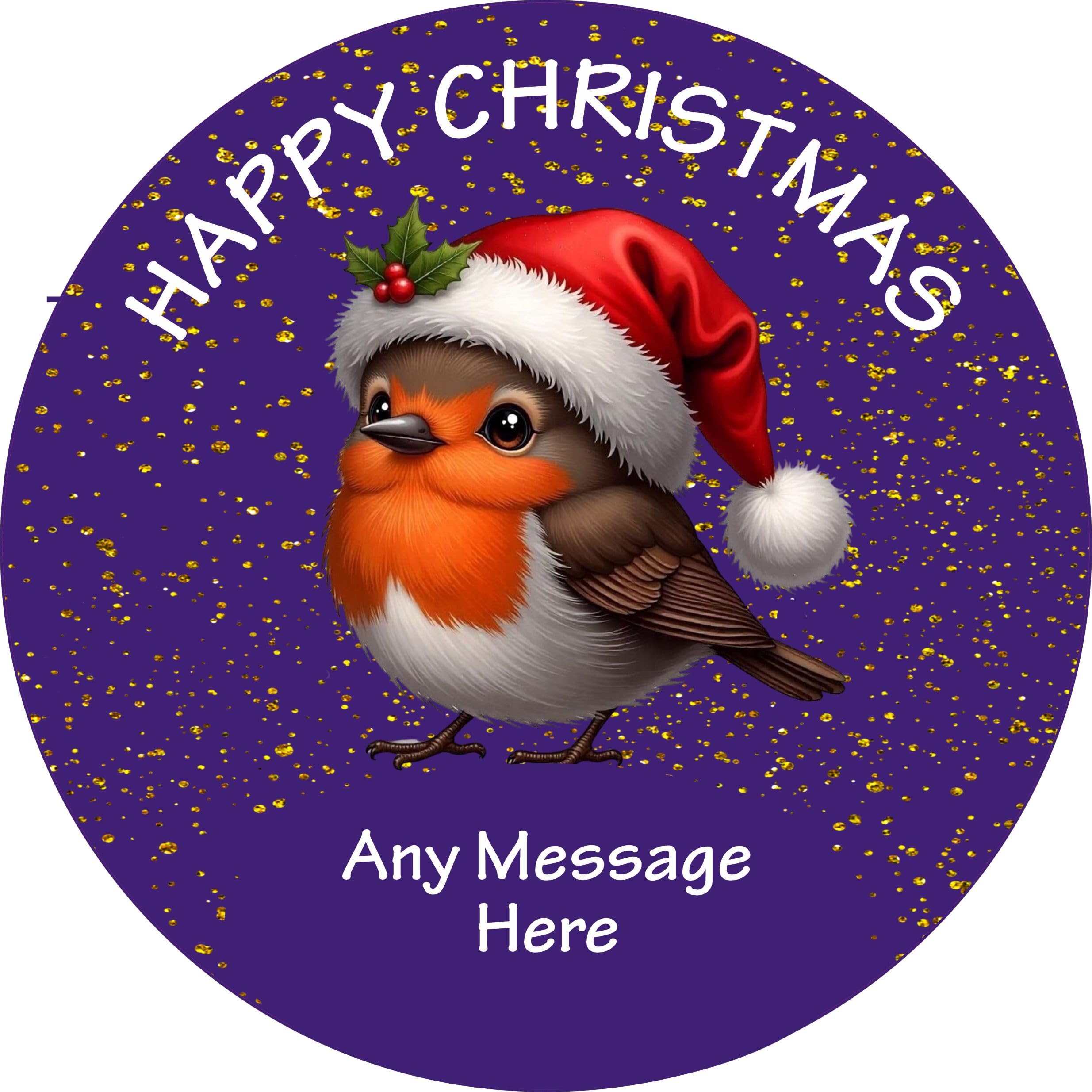 Personalised label for Heroes Chocolate Tub Christmas Robin design chocolates gift idea