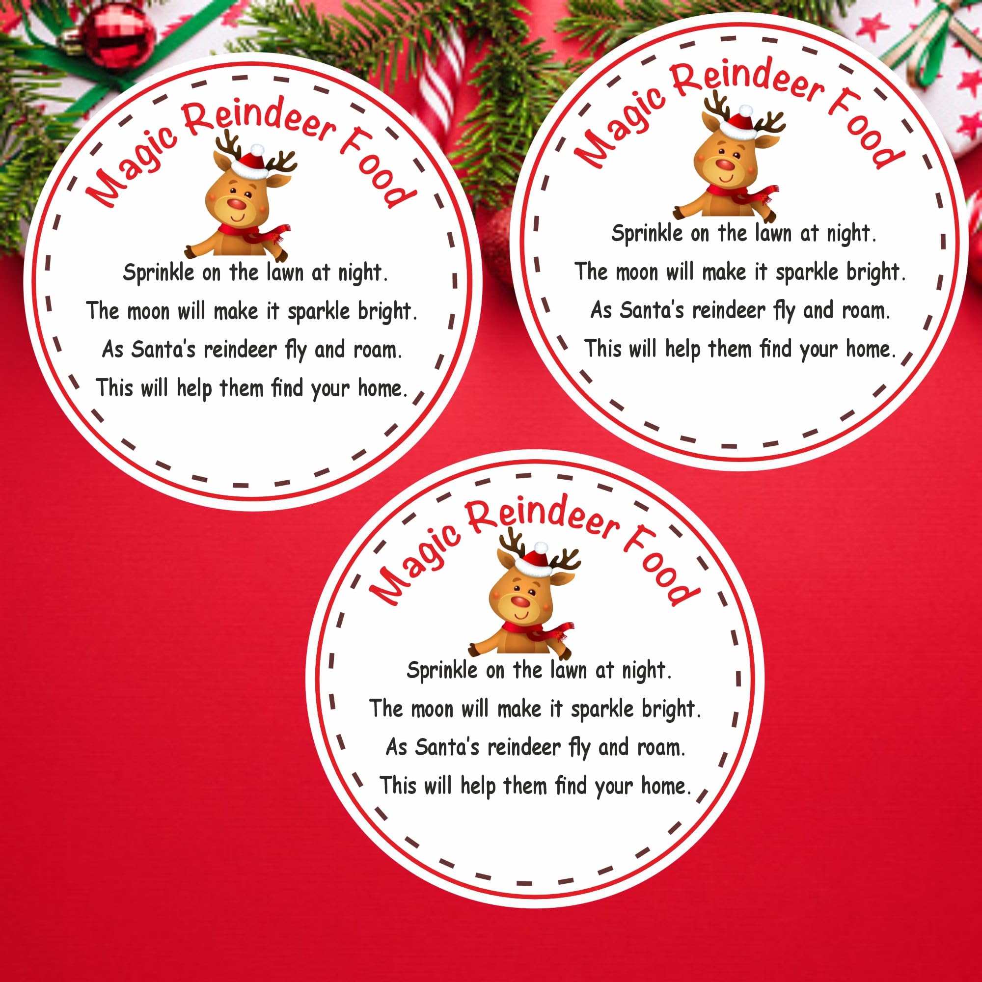 39 Reindeer Food Stickers – Perfect for Christmas Gifts, Classroom Exchange, Teachers Christmas Stickers Sweet Cone, Stocking Filler