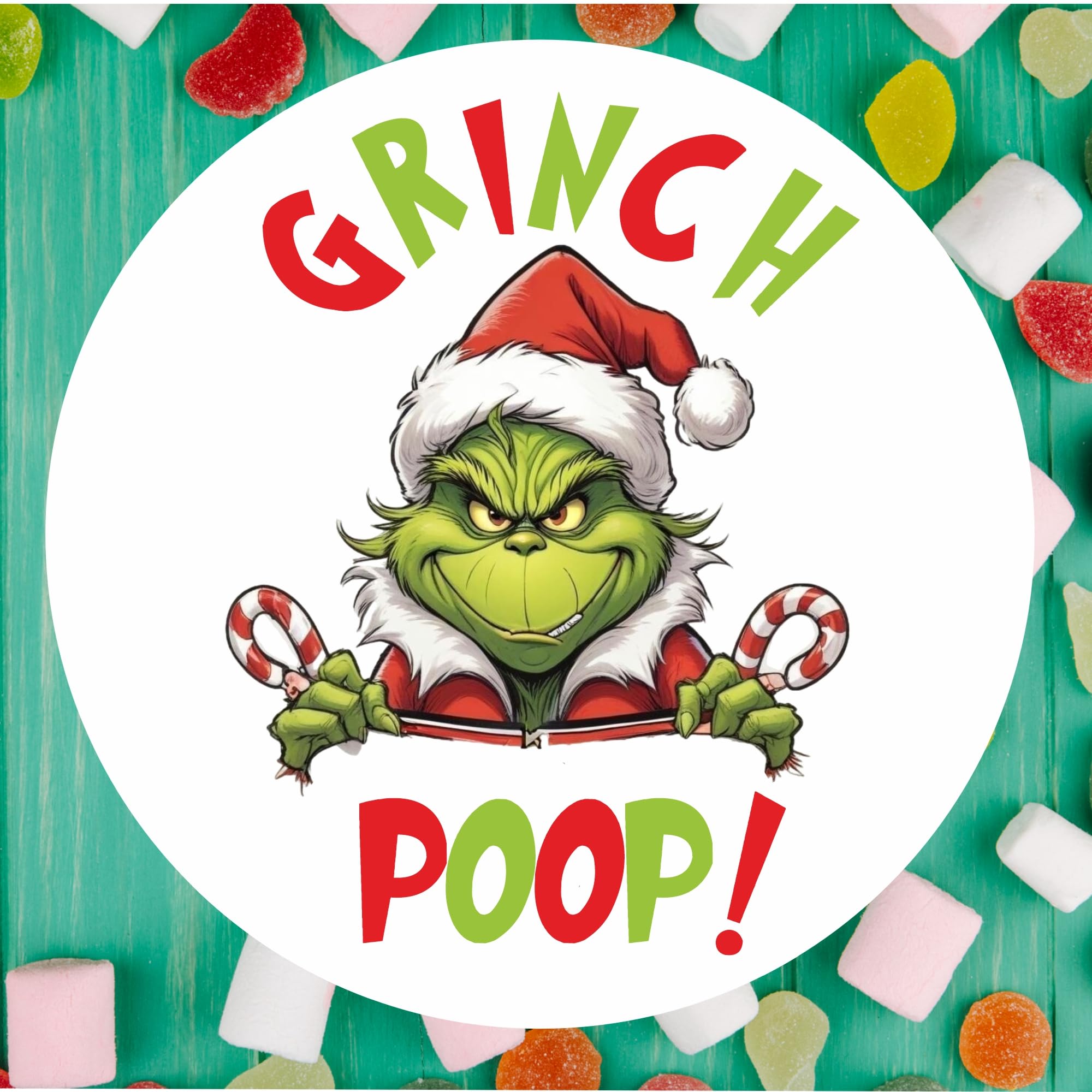 48 Grinch Poop Stickers – Perfect for Christmas Holiday Gifts, Sweet Treats, and Events