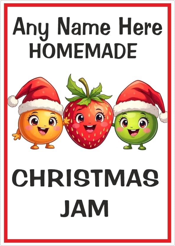 26 Personalised Christmas Jam Jar Labels, Stickers