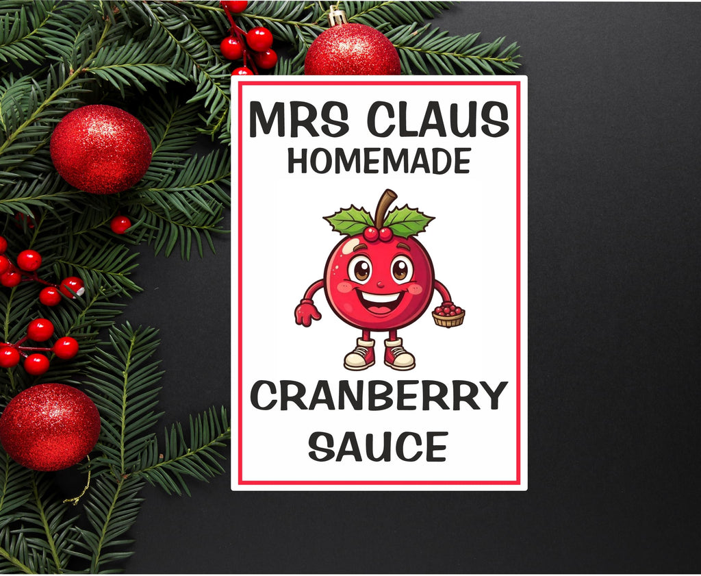 26 Cranberry Sauce Christmas Jar Labels, Personalised with Any Name