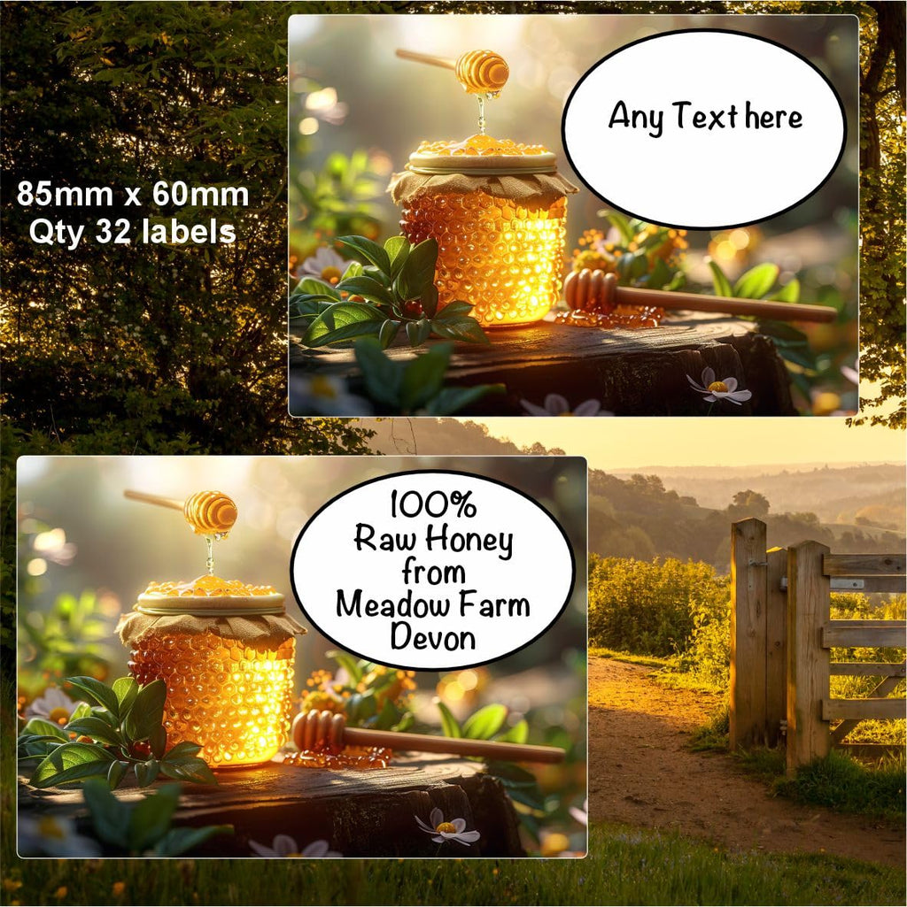 32 Honey Jar Labels, Stickers Personalised with Any Text