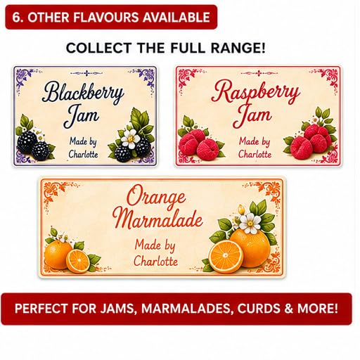 Personalised Strawberry Jam Labels, 21 Gloss Vinyl Stickers, 95 x 57mm