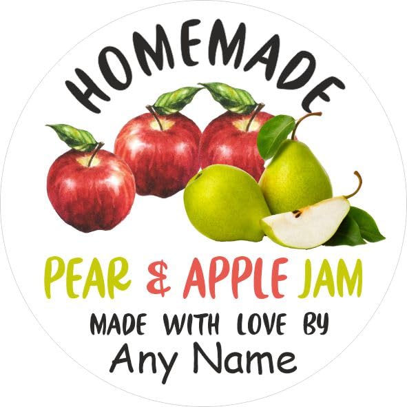 39 Pear & Apple Jam Jar Labels, Stickers Personalised