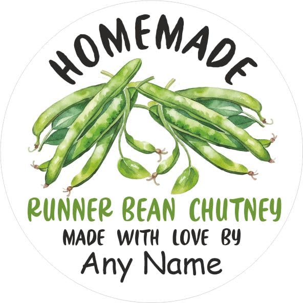 39 Personalised Runner Bean Chutney Jar Labels, Stickers