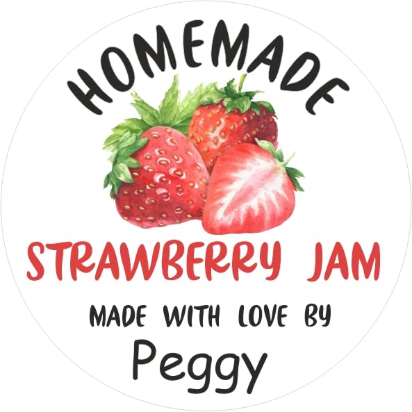 39 Personalised Strawberry Jam Jar Labels, Stickers