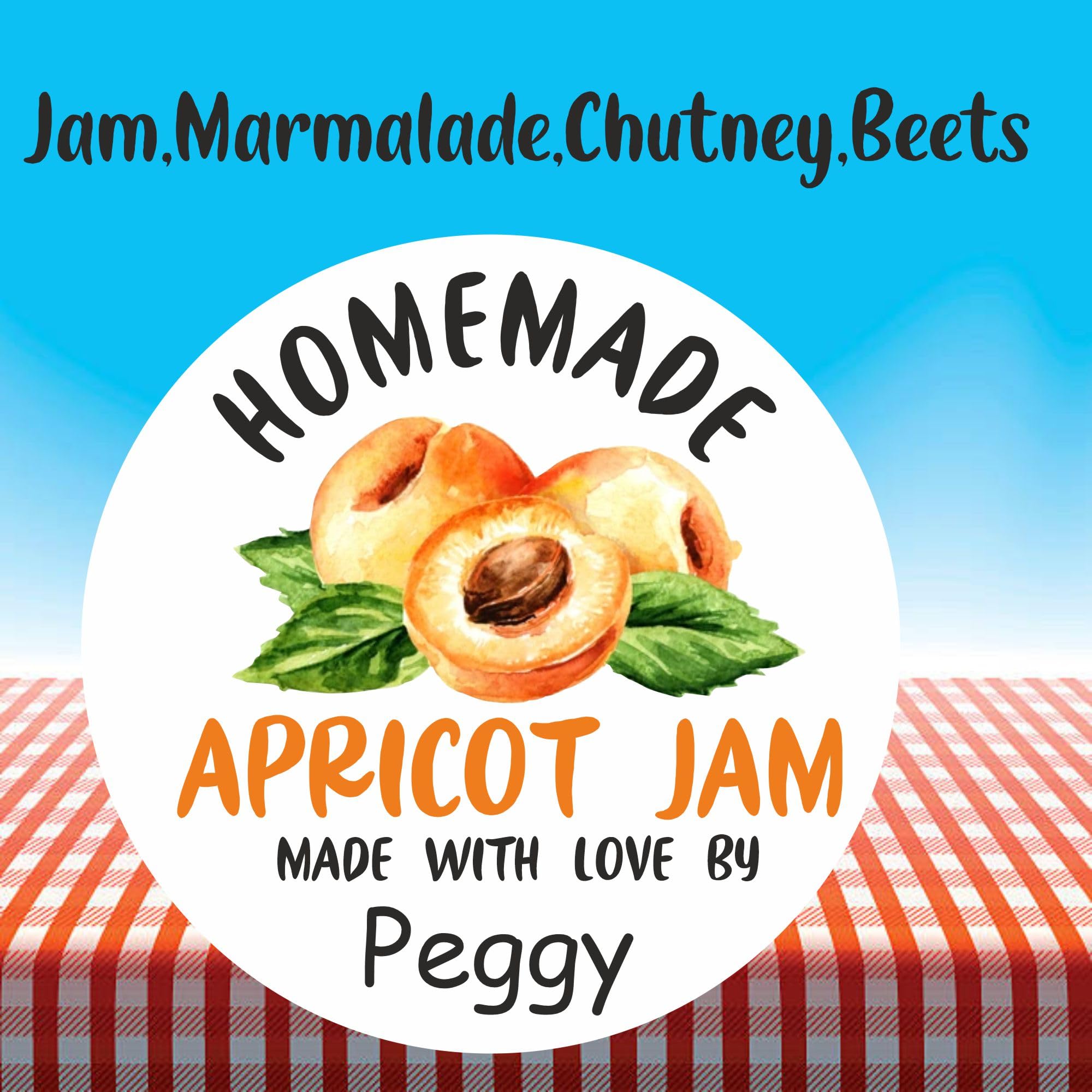 39 Personalised Apricot Jam Jar Labels, Stickers