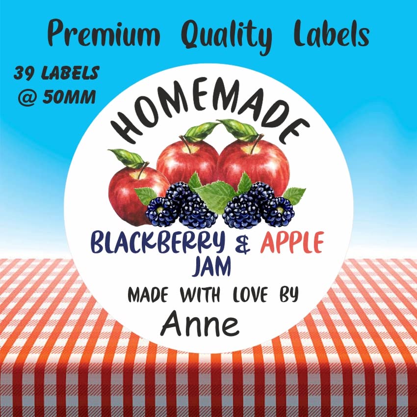 39 Personalised BlackBerry & Apple Jam Jar Labels, Stickers