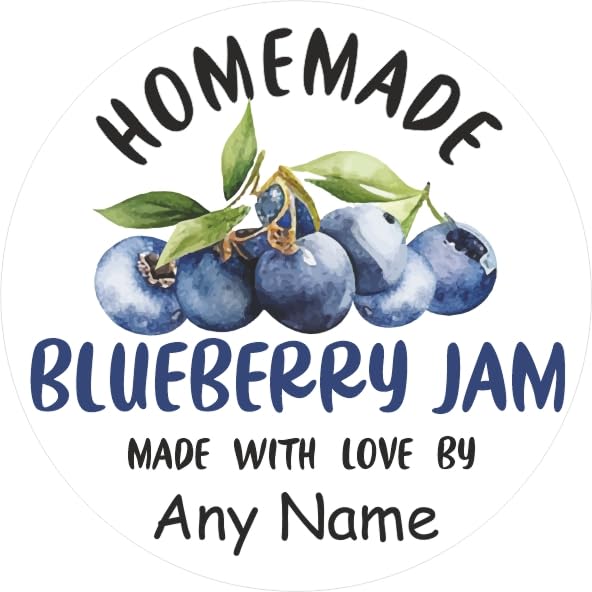 39 Personalised Blueberry Jam Jar Labels, Stickers