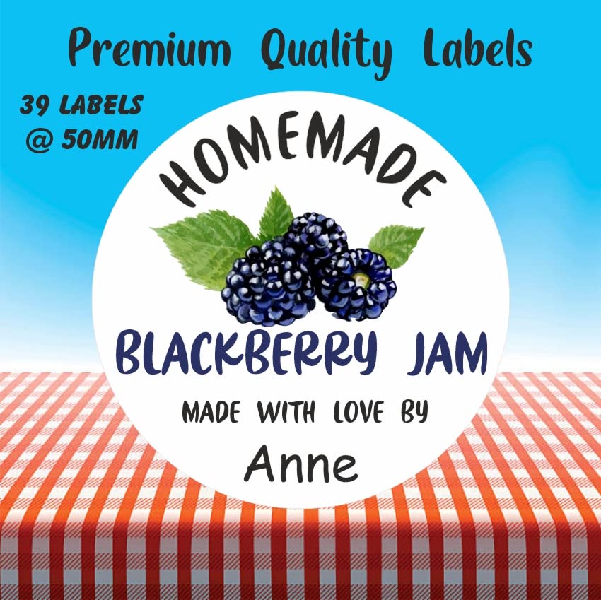 39 Personalised BlackBerry Jam Jar Labels, Stickers