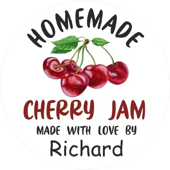 39 Personalised Cherry Jam Jam Jar Labels, Stickers