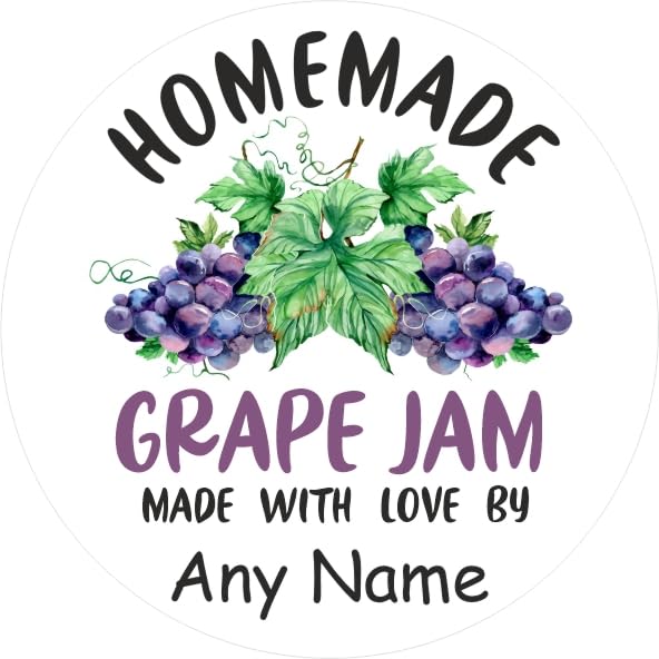 39 Personalised Grape Jam Jar Labels, Stickers
