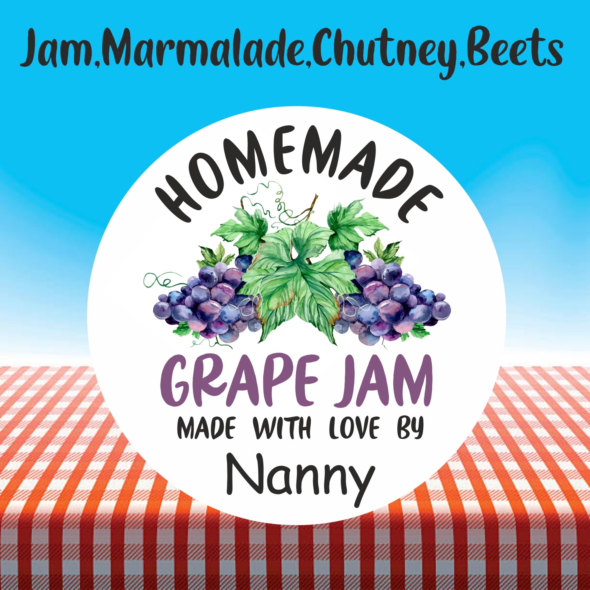 39 Personalised Grape Jam Jar Labels, Stickers