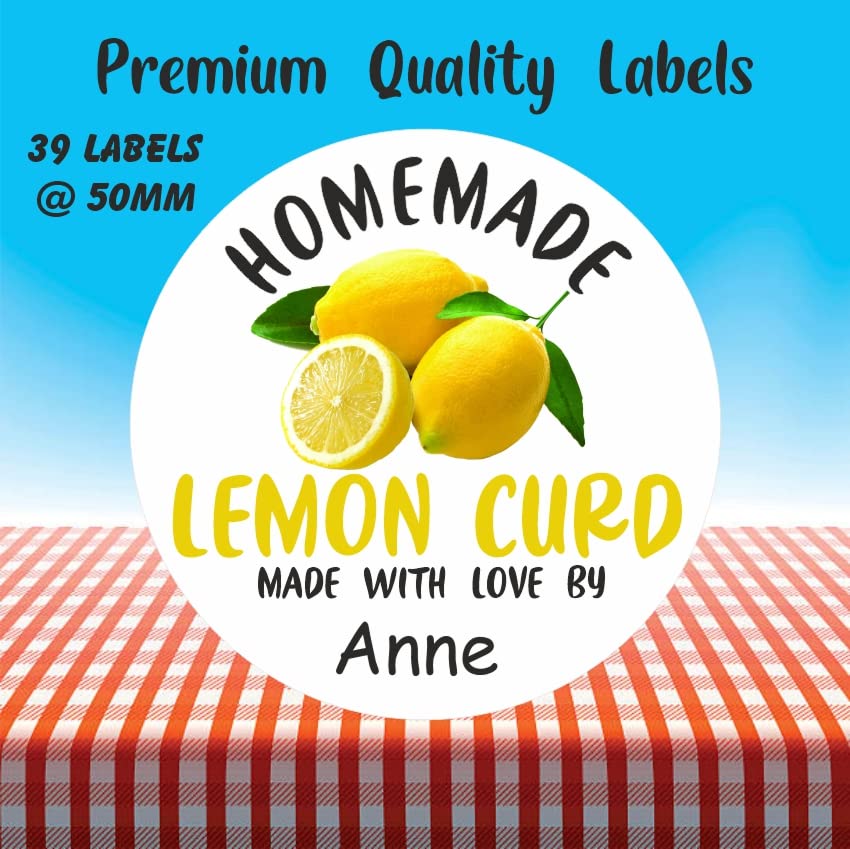 39 Personalised Lemon Curd Jar Labels, Stickers